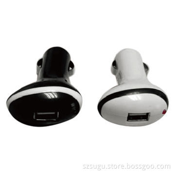 White and black circle USB car charger